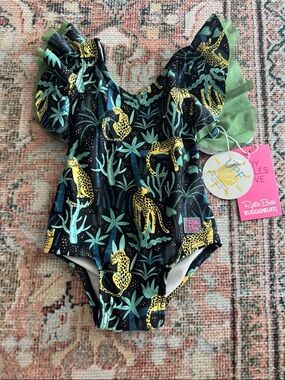 NWT! RuffleButts Leopard Print Girls Swimsuit